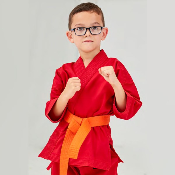 Kids Karate Uniform Red Gi with Orange Belt Manufacturers, Suppliers, Exporters in USA (United States)