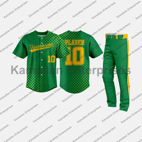Personalized Baseball Team Uniform in Green Color with Breathable Fabric and Athletic Fit Design Manufacturers, Suppliers, Exporters in USA (United States)