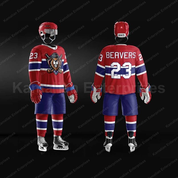 Red And Blue Ice Hockey Uniform For Clubs And Leagues With Personalized Branding Manufacturers, Suppliers, Exporters in USA (United States)